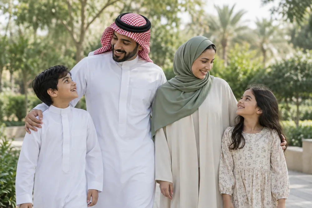 أسرة تستمتع بوقت معًا في حديقة